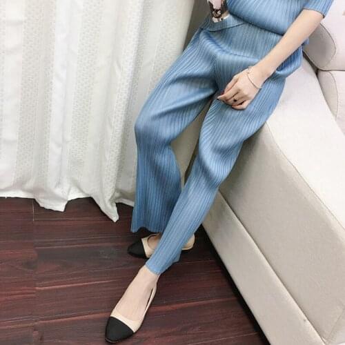 Miyake Folded Basics Black Grey Simple Straightforward Pants Casual Straight Pants Pleats Legs Straight