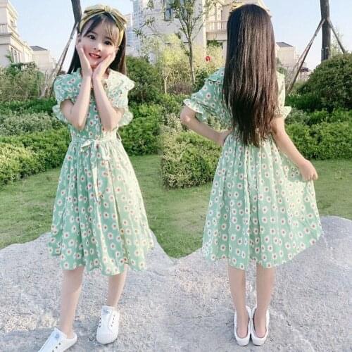 Girls chiffon dress 2021 summer new 9 big girl princess 10 dress children party dress girl birthday girl dress