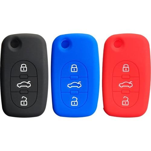 Silicone Rubber 3 Buttons Remote Key Case Shell Holder Fob For Audi TT A1 A6 C5 A4 B6 Car Accessories Fob Key Case Kechain