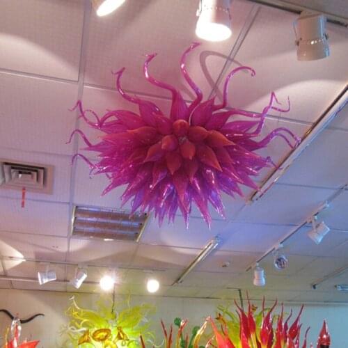 Pretty Purple Blown Glass Chandeliers Classic LED Ceiling Lights Chandelier for Living Room Dining Table Top Art Decor 28 Inches