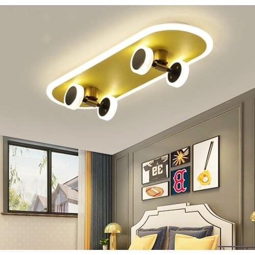 Nordic LED Ceiling Light Modern Designer Childrens Room Lighting Modern Boy Girl Living Bedroom Skateboard Decor Ceiling Lamp
