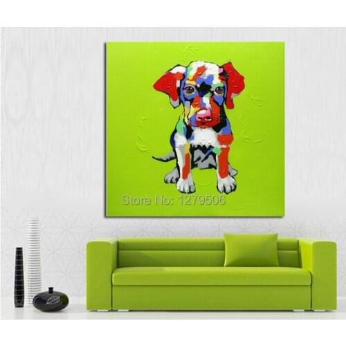 Handmade Modern Adorable Doggy Abstract Decor Lovely Animal Oil Painting On Canvas For Living Room Decor Wall Art