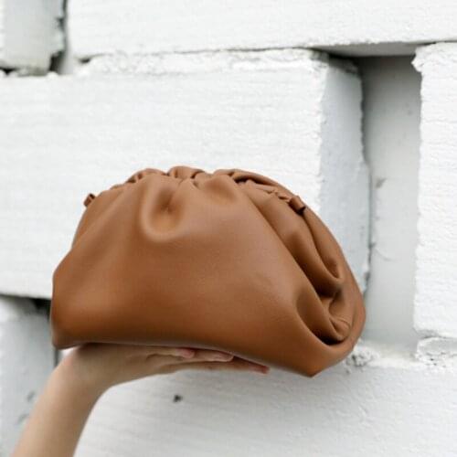 Genuine Leather Women Cloud Bag 2021 Luxury Designer Ladies Real Leather Shoulder Bags High Quality Female Evening Bag Clutches