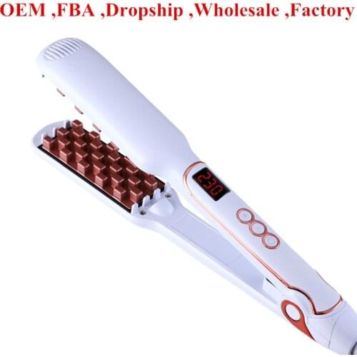 Hair Volumizing Iron 2 IN 1 Hair Straightener Curling Ceramic Crimper Corrugated Curler Flat Iron Fluffy Waves Corn Brushes