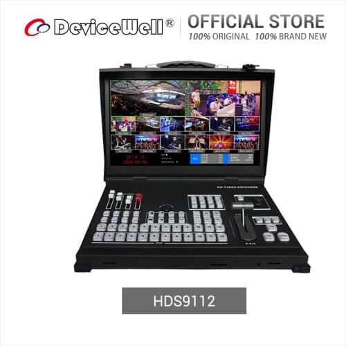 DeviceWell HDS9112 12 Channel Live HD SDI Broadcast TV Studio Equipment 17.3 Inch LCD Screen PIP Multiview Video Switcher