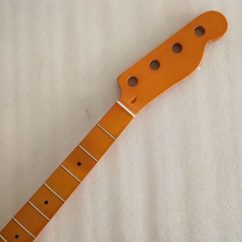 Yellow 4 string Maple 20 Fret Neck For Electric TL Bass Guitar Neck Replacment