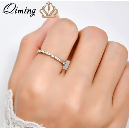 QIMING Simple Style Geometric Women Ring Fashion Silver Jewelry Korean Adjustable Ring Bague High Quality Accessories