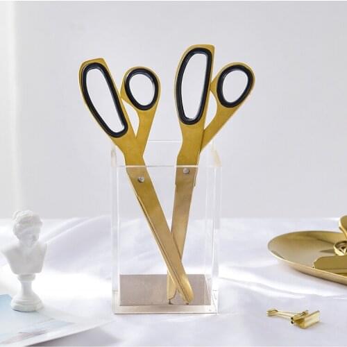 1 Piece Nordic Style Brass Gold Scissors for Home School Office Stationery Simple Design Asymmetric Cutting Accessories