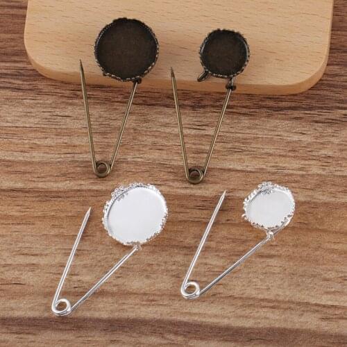 10 Pieces/Lot 15 mm 20 mm Brooch Base Cabochon Settings Badges Pin Brooches For women DIY Making