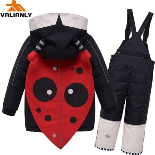 2020 Winter Kids Snowsuit Warm Ski Sets Hooded Boys Girls Ski Suit Ski Jacket Pants Outdoor Children Waterproof Snowboard Suits