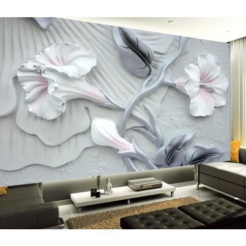 3D mural wallpaper 3D relief romantic floral mural papel parede mural wallpaper Home Decoration
