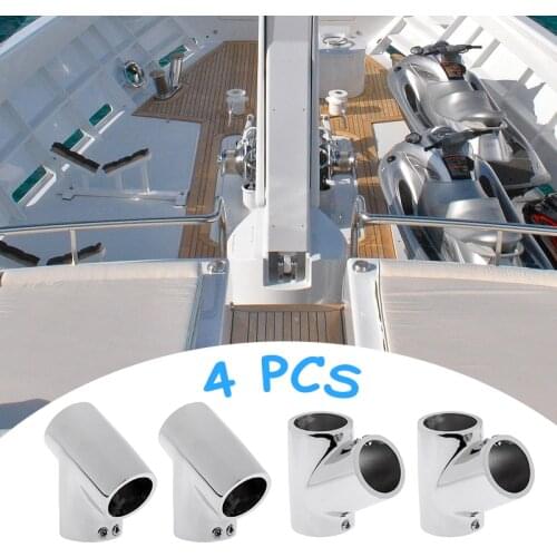 4 Pcs Boat Hand Rail Fitting 1" 25mm 60 Degree Tee 316 Stainless Steel Tee Fitting For Marine RV Yacht Boat Accessories Marine