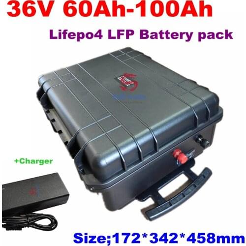 36V 100Ah 70Ah 60Ah 80Ah liFepo4 battery BMS for boat motor UPS solar system solar street light EV+ 43.8v 10A charger