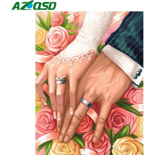 AZQSD Diamond Embroidery Hand Rose Love Mosaic Rhinestones Diamond Painting Portrait Cross Stitch Needlework Home Decor Gift