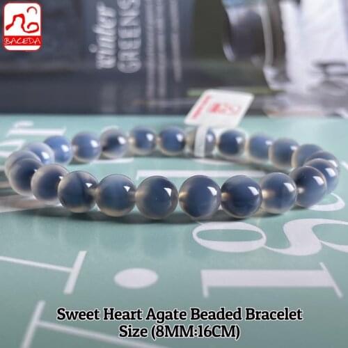 Baceda Natural Crystals of Sweet/Candy/Sugar Heart Agate Bracelet is for re-balancing and harmonizing the body,mind and spirit