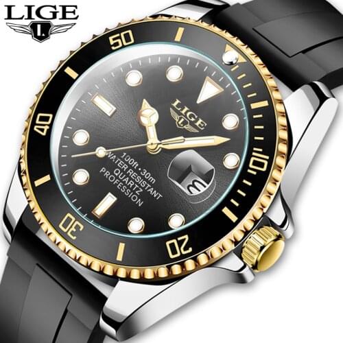 LIGE New Listing Luxury Fashion Men Watch 30ATM Waterproof Date Clock Male Sport Watch Men Quartz Wristwatch Relogio Masculino