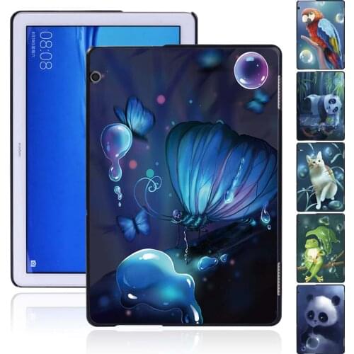 Animal Series Cute Pattern Tablet Case for Huawei MediaPad T5 10 10.1 Inch Ultra-thin Durable Plastic Protective Cover + Stylus