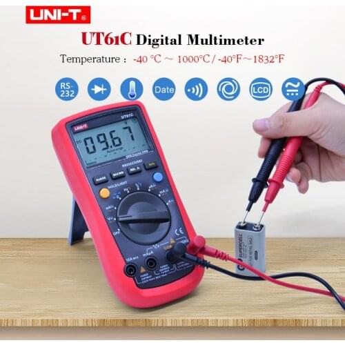 Digital Multimeter UNI-T UT61C AC DC volt Ampere meter Ohm Capacitance Frequency Temperature Diode Tester RS232 PC Connect