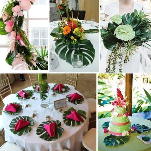 Hawaiian Luau Party Palm Leaves Cupcake Toppers Pineapple Monstera Leaf Cake Toppers Table Decorations Tropical Party Supplies