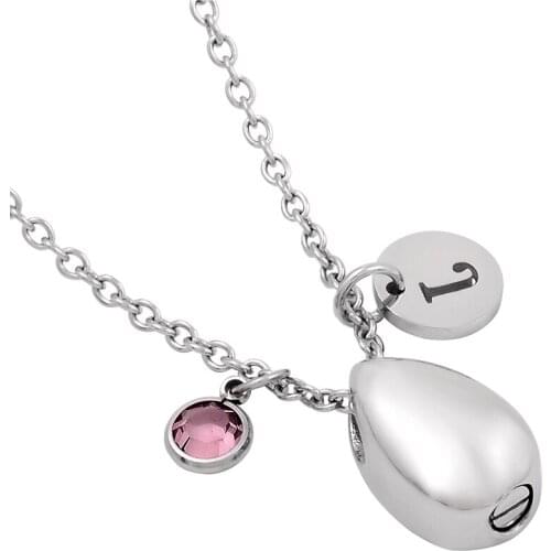 IJD8396 DIY High Quality small teardrop stainless steel keepsake cremation urn Necklace