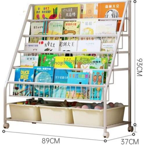 Childrens Bookshelf, Baby Picture Book, Simple Student Small Bookcase, Home Iron Art Storage And Storage Rack