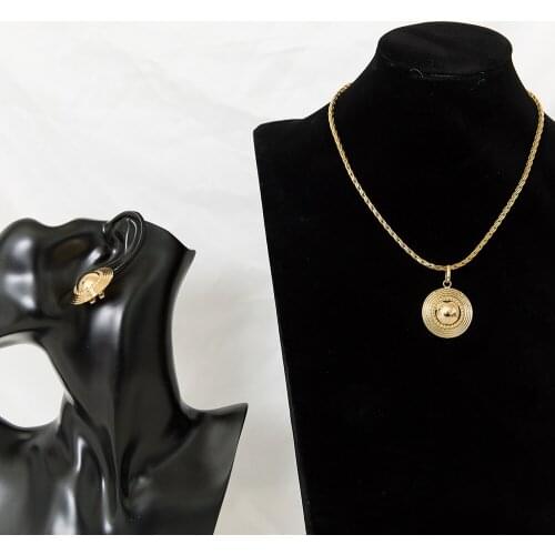 Round Necklace And Earrings Set Elegant Jewelry Set Big Disc Jewelry Accessories African Style New Design