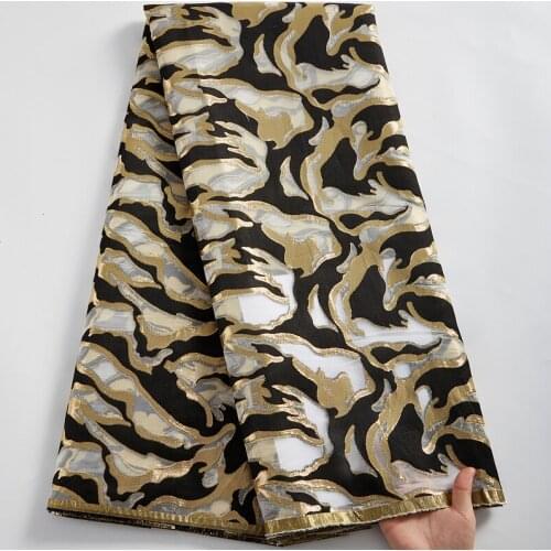 SJD LACE Black And Gold African Lace 2021 New High Quality Bronzing Decal Embroidery Sewing Nigerian Fabric Women Dresses A 2475