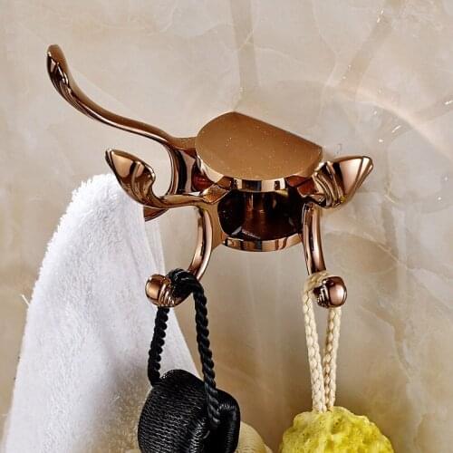 Robe Hooks 3 Hooks Bath Hardware Gold Rotating Wall Mounted Clothes Rack Cloth Hook Wall Hook Key Hanger Bathroom Accessories