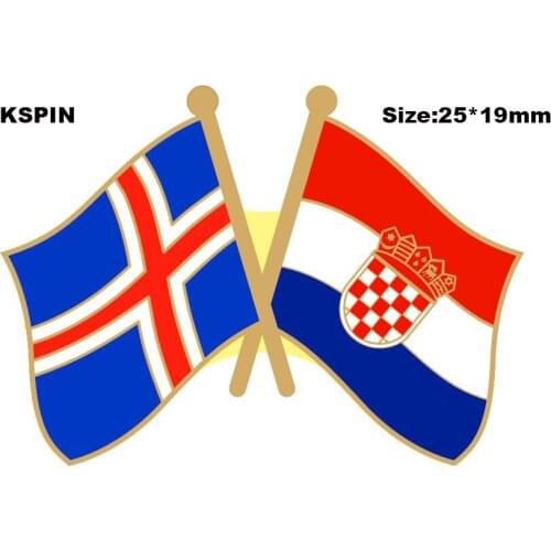 Iceland & Croatia Friendship Flag Lapel Pin Friendship Flag Badge Flag pin