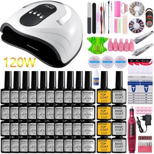 Manicure Set Nail Set 40/30/20/10 Nail Gel Polish Nail Kit Electric Nail Drill Machine UV LED Nail Lamp Dryer Nail Salon Tools