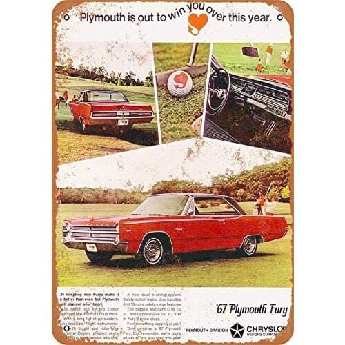 12 x 16 inches Metal Vintage Funny Tin Sign 1967 Plymouth Fury