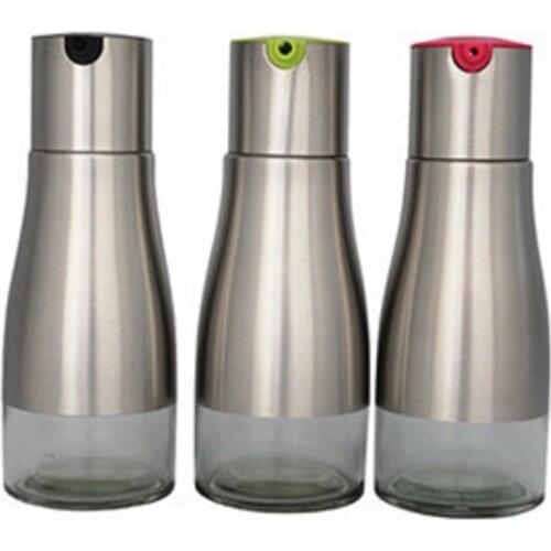 Multi Function Stainless Steel Oil Bottle Leak Proof Glass Soy Sauce Vinegar Bottle Kitchen Tool W9350