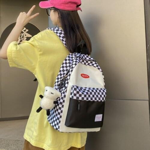 Fashion Checkered Girls Backpack Good Quality Oxford School Bag Girl Cool Student Backpack Laptop Female Fashion Trendy Backpack