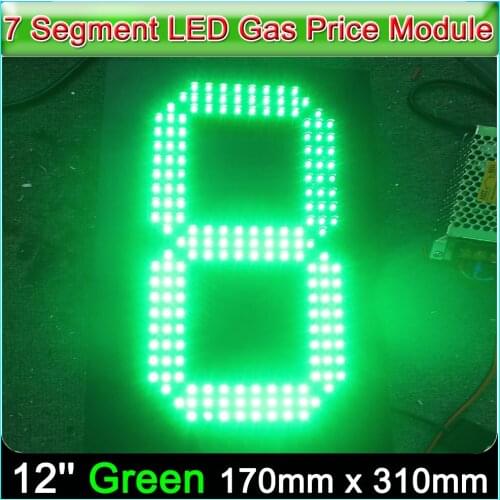 12" Green Color Digita Numbers Module LED Display Signs Advertising Board, 7 Segment LED Gas Price Module