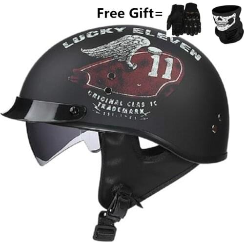 Black Vintage Motorcycle Helmet Open Face Helmet Dot Approved Half Helmet Retro Moto Casco Capacete Motociclistas Capacete