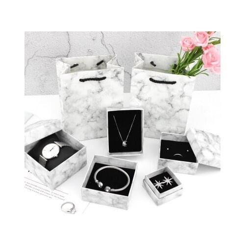 Marble Jewelry Box Necklace Bracelet Rings Carton Packaging Display Box Gifts Jewelry Storage Organizer Holder Rectangle/Square
