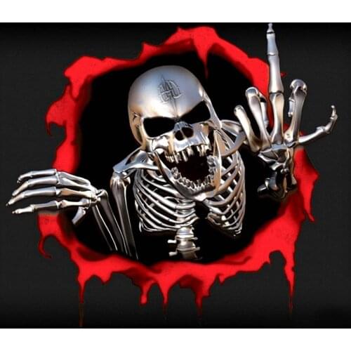 Car Stickers Decor Motorcycle Decals Skeleton Skull In The Bullet Hole Vinyl Decorative Accessories Waterproof PVC,15cmx14cm