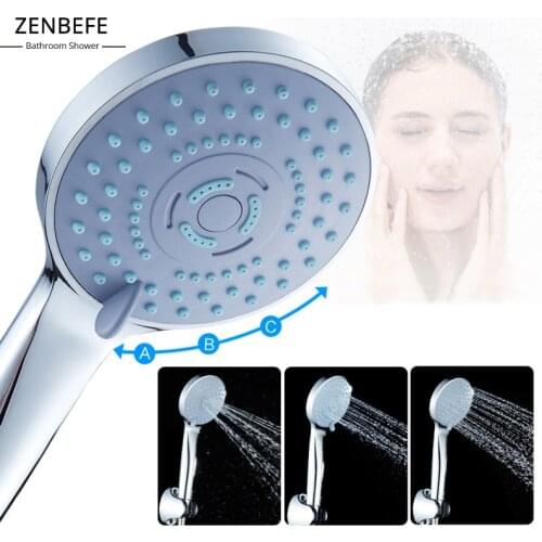 ZENBEFE Bath Shower Adjustable Jetting Shower Head Water Saving Handheld Bathroom Adjustable 3 Modes SPA Shower Bath Head