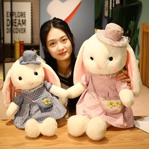 New 35/55/75cm Kawaii Dressed Makeup Rabbit Plush Toys Kawaii Dolls Stuffed Soft Animal Dolls for Baby Girls Birthday Gifts
