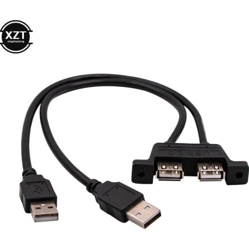 New Dual USB 2.0 Male to Dual USB 2.0 Female USB 2.0 Extension Cable with Screw Panel Mount Male to Female 50cm 30cm