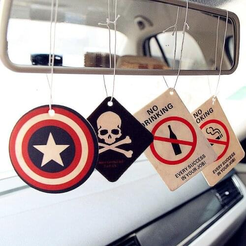 Bee Panda Car Rearview Mirror Hanging Aromatherapy Tablets Super Hero Car Air Freshener Perfume Pendant Solid Paper Accessories
