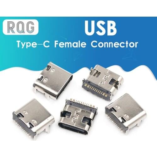 10PCS SMT USB 3.1 Type-C 16pin female connector For Mobile Phone Charging port Charging Socket Tow feet plug