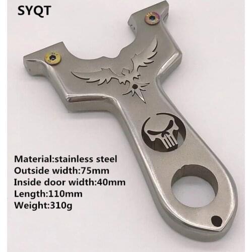 Kids Toys Competitive Shooting Slingshot Stainless Steel Hunting Slingshot with Flat Rubber Band Outdoor Catapult Slingshot