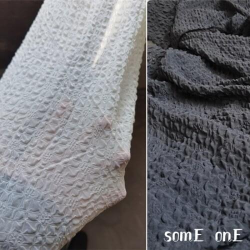 Pleated Chiffon Fabric Black White Lattice Concave Convex Folds DIY Patches Decor Props Creative Clothes Dress Designer Fabric