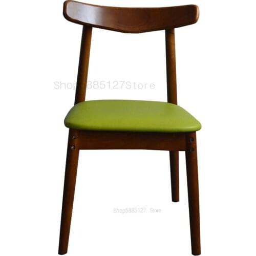 Solid Wood Dining Chair Home Solid Wood Nordic Backrest Chair Modern Minimalist Desk Chair Restaurant Leisure Chair Horn Chair