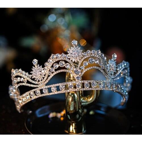 Baroque Luxury Crystal Flowers Bridal Tiaras Crowns Noble Rhinestone Pageant Prom Diadem Bride Headband Wedding Hair Accessories