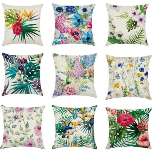 Tropical Plants Pillow Case Polyester Decorative Pillowcases Green Leaves Throw Pillow Case