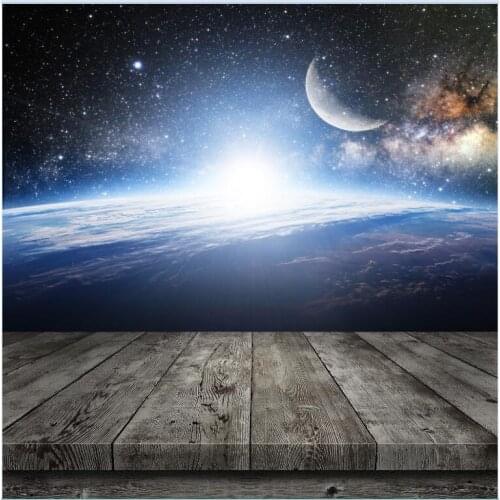 VinylBDS Photo Background Wood Floor Night Sky Moon Backgrounds Backgrounds For Photo Studio Ff0004