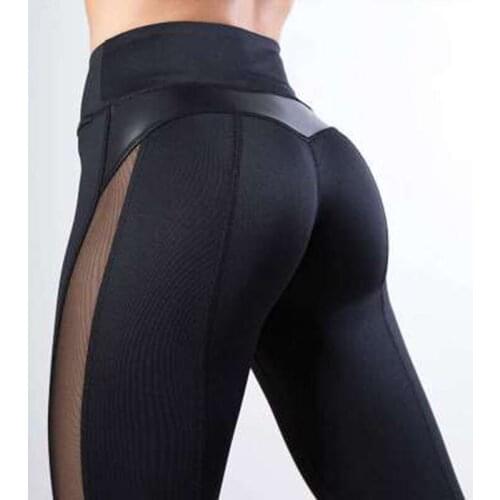 High Quality Casual Women Warm Leggings Leather Black Mesh Splice Fitness New Leggings Girls Autumn Winter Leggings for Women