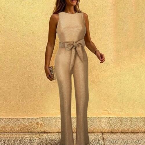 Fashion Women Summer Jumpsuit Solid Sequin Casual Sleeveless Strapless Flare Pants Sexy Evening Clubwear Jumpsuit 2021 #T2G